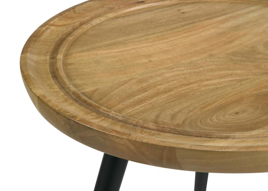 Zoe - Round End Table With Trio Legs - Natural And Black