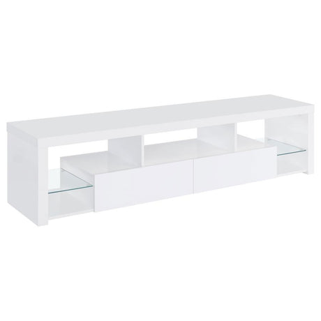 Jude - 2-Drawer Engineered Wood TV Stand - High Gloss White by Coaster Fine Furniture | Bel Furniture