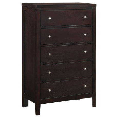 Carlton - 5-Drawer Bedroom Chest - Cappuccino by CoasterEveryday | Bel Furniture