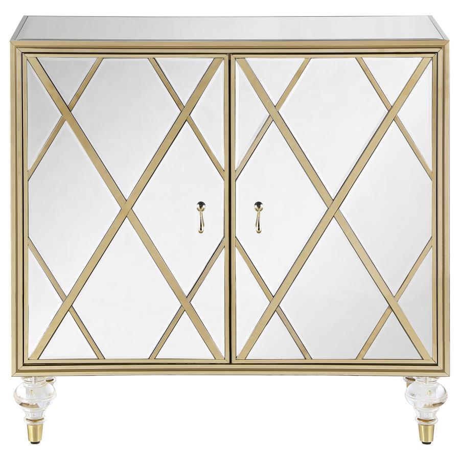 Astilbe - 2-Door Accent Cabinet - Mirror And Champagne