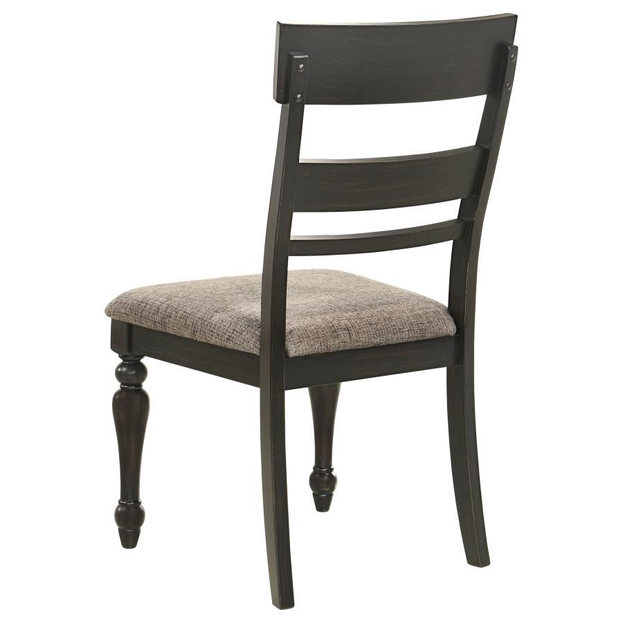 Bridget - Ladder Back Dining Side Chair (Set of 2) - Charcoal Sandthrough And Stone Brown