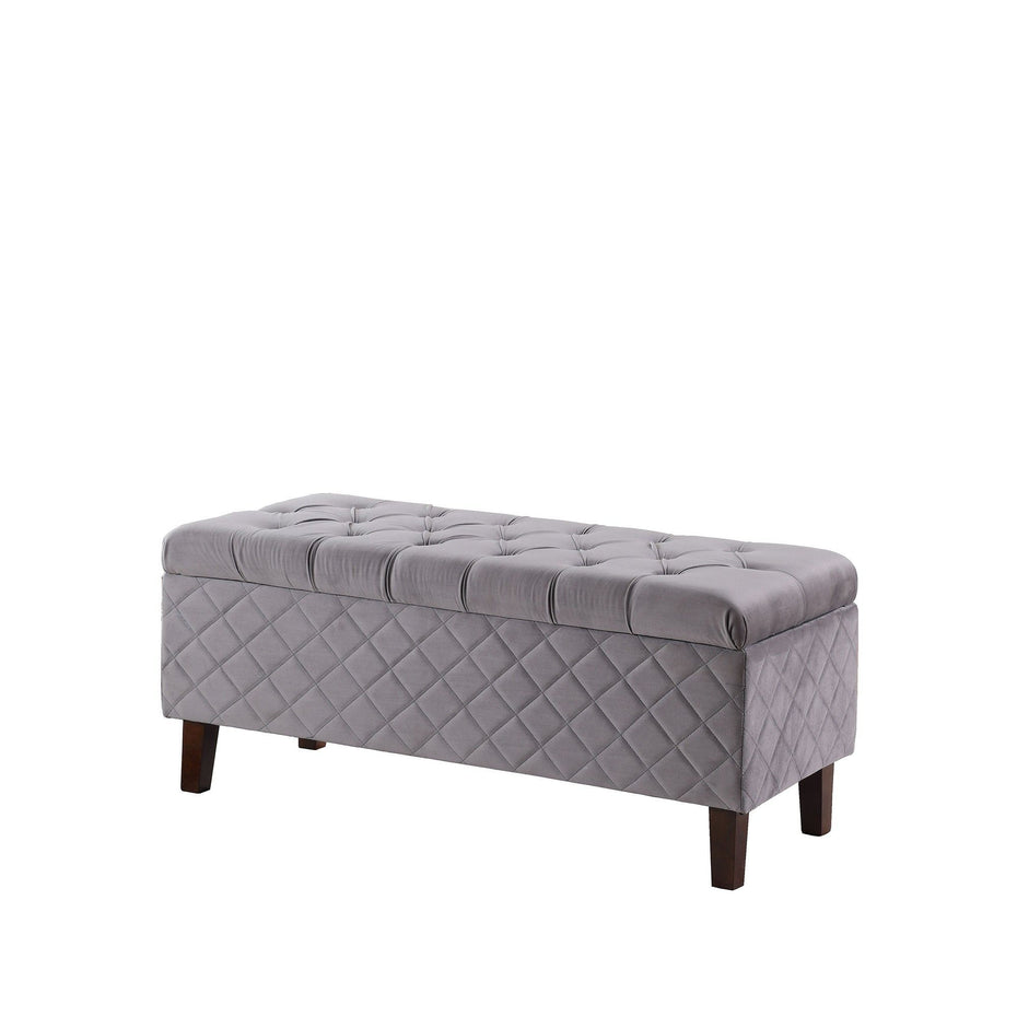 Quilted And Tufted Storage Bench - Dove Gray