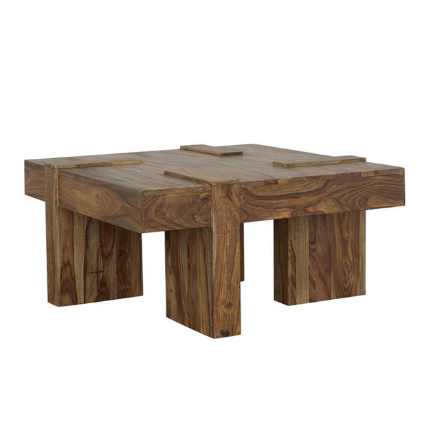 Samira - Square Solid Wood Coffee Table - Natural Sheesham by CoasterEssence | Bel Furniture