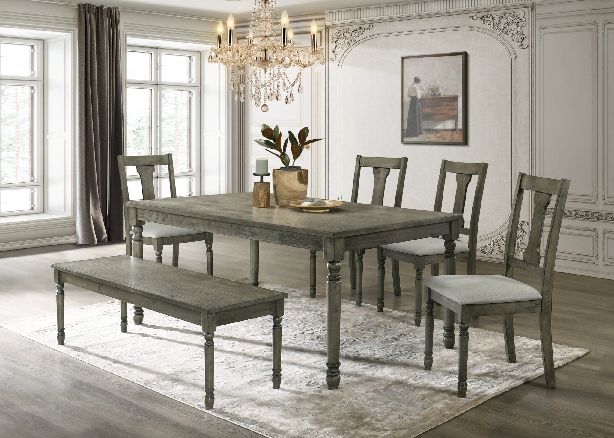 Grey Piece Dining Sets PIECE DINING SET By Mollai Collections