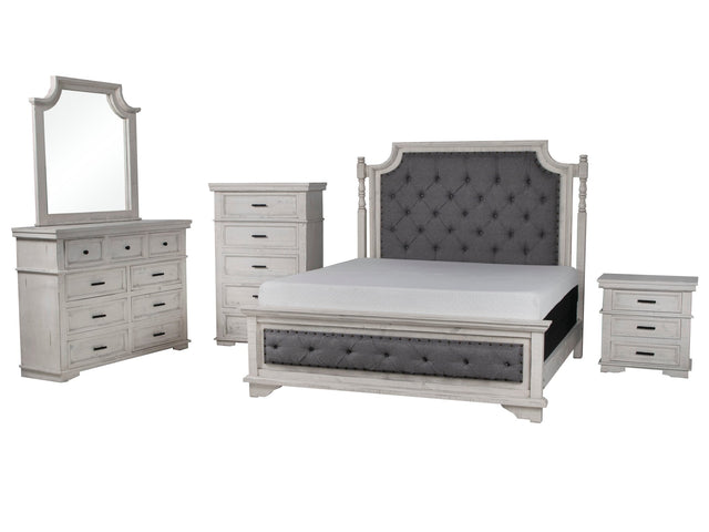 Charles-Nero White 6 PIECE KING BEDROOM SET by Mollai Collections | Bel Furniture