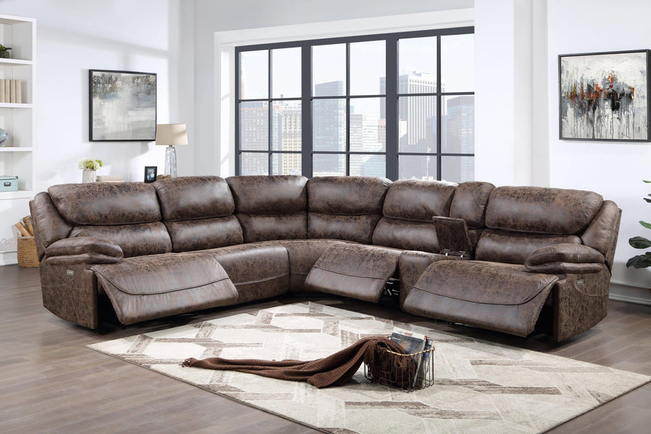 6 Piece Power Reclining Sectional - BEL Furniture