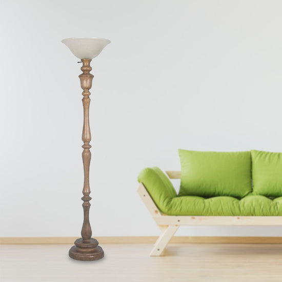 60" Polyresin Floor Lamp In Reclaimed Wood Finish - BEL Furniture