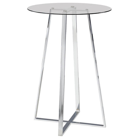 Zanella - Round Glass Top Bistro Bar Table - Chrome by CoasterEveryday | Bel Furniture