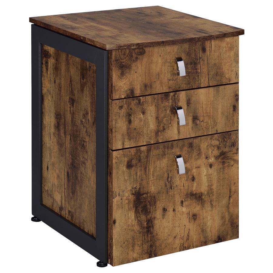 Estrella - 2 Piece Office Desk File Cabinet Set - Rustic Nutmeg