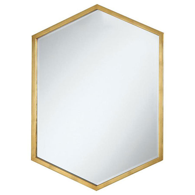 Bledel - Hexagonal Wall Mirror - Gold by CoasterEveryday | Bel Furniture