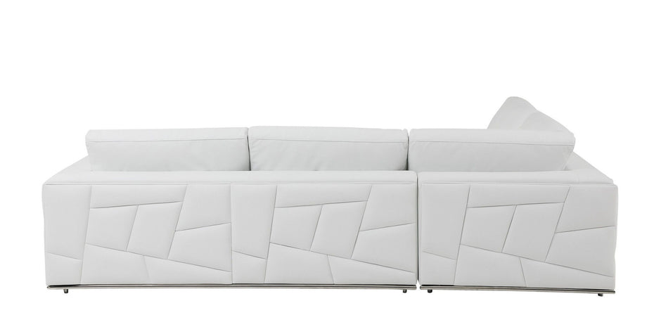 White Deco Tufted Italian Leather Modular L Shape Two Piece Corner Sectional