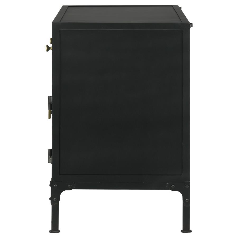 Sadler - 2-Drawer Accent Cabinet With Glass Doors - Black