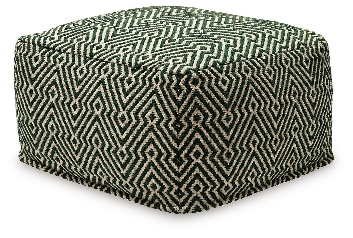 Abacy - Green / Ivory - Pouf by Signature Design by Ashley® | Bel Furniture