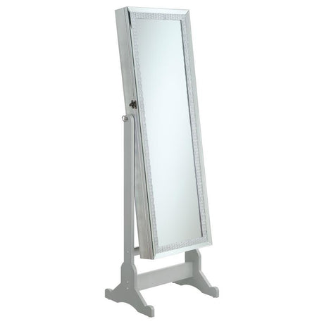 Elle - Cheval Mirror With Jewelry Storage - Silver by CoasterEveryday | Bel Furniture