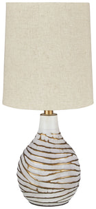 Aleela - Metal Table Lamp  - White / Gold Finish