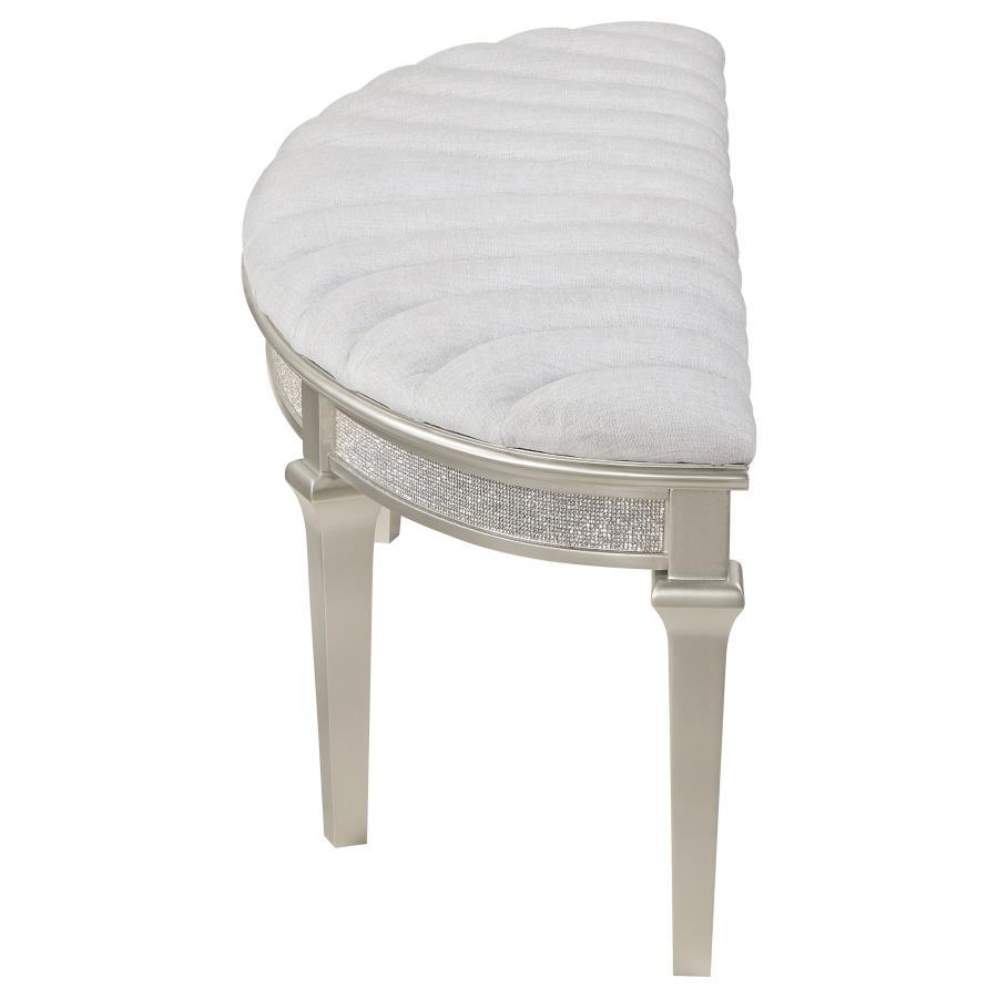 Evangeline - Curved Fabric Upholstered Bench - Silver Oak