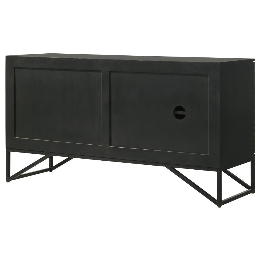 Riddell - 3 Door Wood Reeding Accent Cabinet - Matte Black