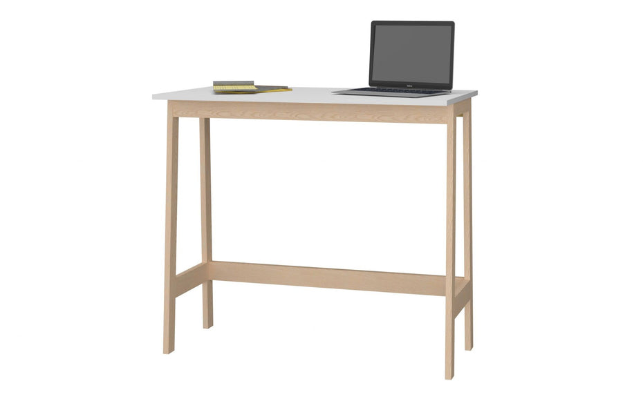 Modern Narrow Table Desk - Natural And White