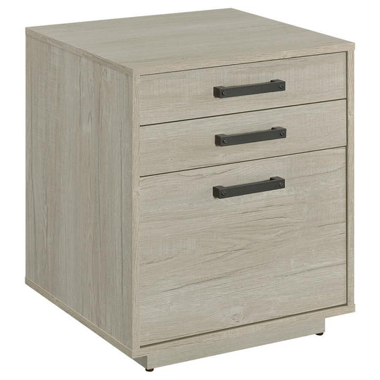 Loomis - 3-Drawer Home Office File Cabinet - Whitewashed Gray by CoasterEssence | Bel Furniture
