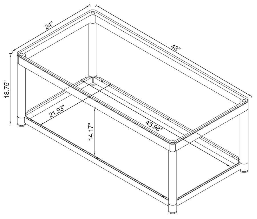 Anne - Coffee Table With Lower Shelf - Chrome And Clear