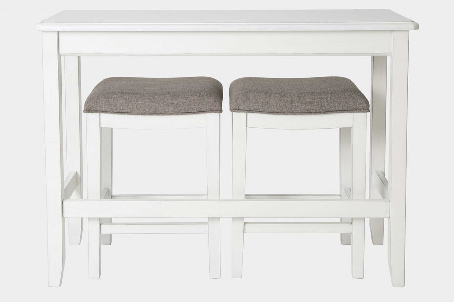 3 Piece Set Perfecto Sofa Table With Two Bar Stools - White Finish