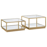 Renee - 2 Piece Square Coffee Table Set - Rose Brass by CoasterElevations | Bel Furniture