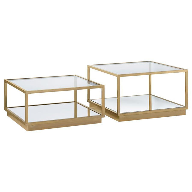 Renee - 2 Piece Square Coffee Table Set - Rose Brass by CoasterElevations | Bel Furniture