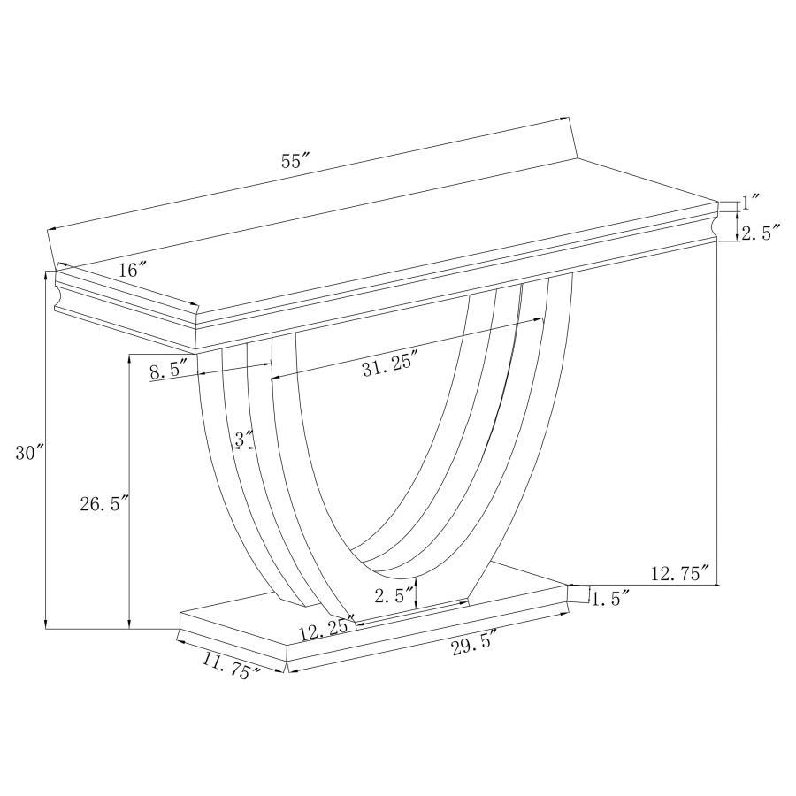 Kerwin - U-Base Stone Top Entryway Sofa Console Table - Chrome