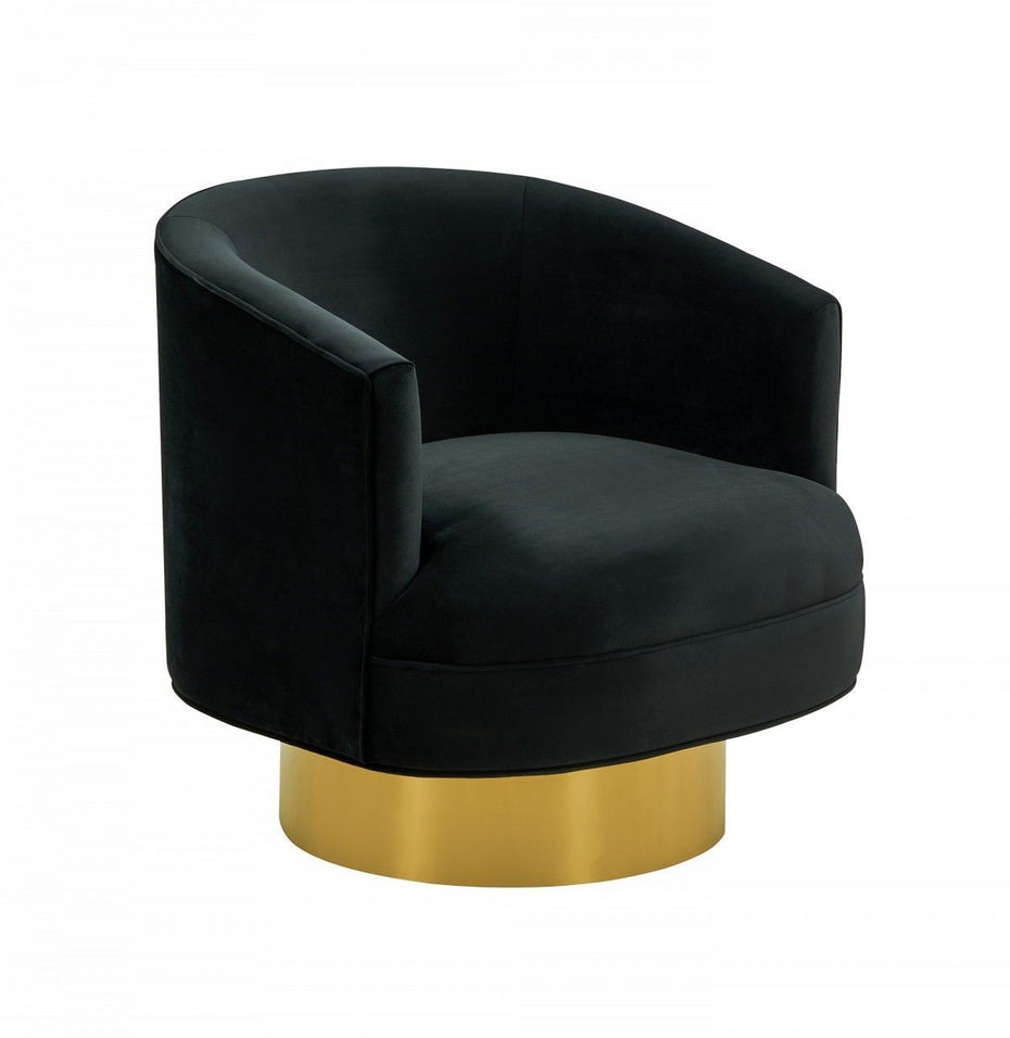 Modern Velvet Accent Chair - Black and Gold