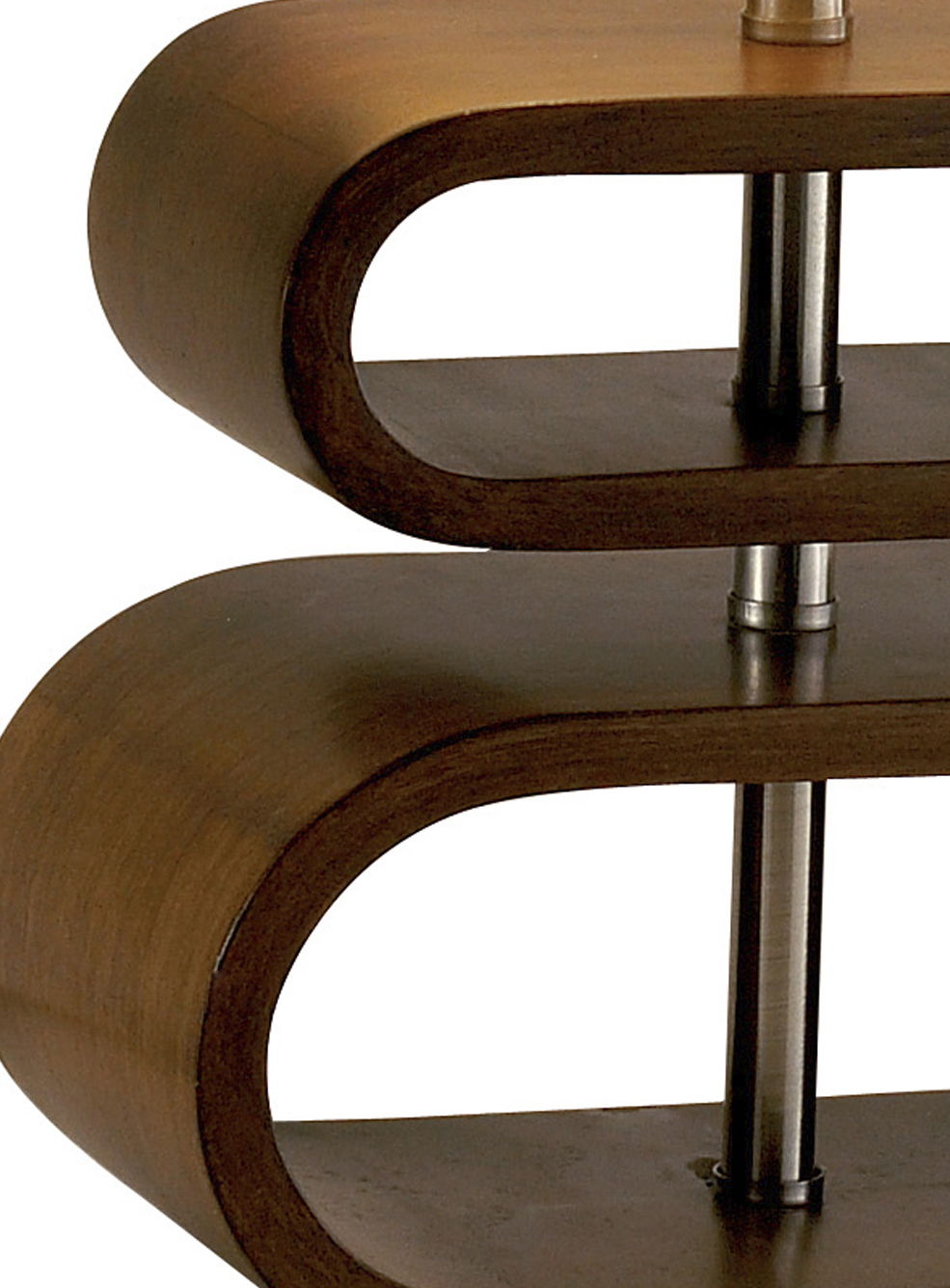 Stacked Bentwood Ovals With Natural Fabric Oval Shade Table Lamp - Walnut Finish