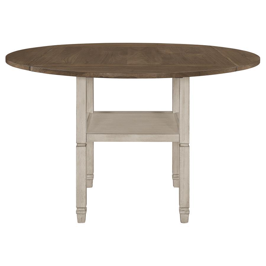 Sarasota - Counter Height Table With Shelf Storage - Nutmeg And Rustic Cream