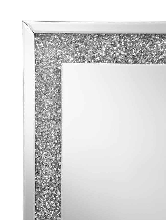 Valerie - Crystal Inlay Rectangle Wall Mirror - Silver