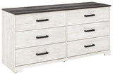 Shawburn - White / Black / Gray - Six Drawer Dresser - Pewter-tone pulls by Signature Design by Ashley® | Bel Furniture