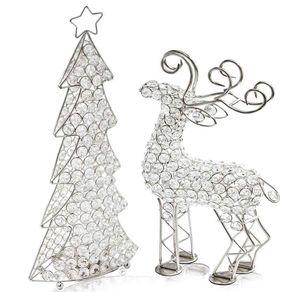 16"H Glam And Faux Crystal Christmas Tree - Silver