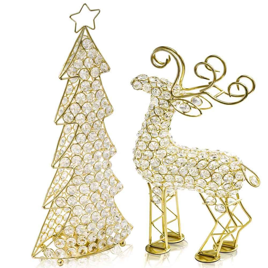 16"H Glam And Faux Crystal Christmas Tree - Gold