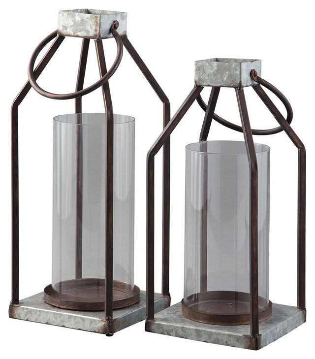 Diedrick - Gray / Black - Lantern Set (Set of 2) by Signature Design by Ashley® | Bel Furniture