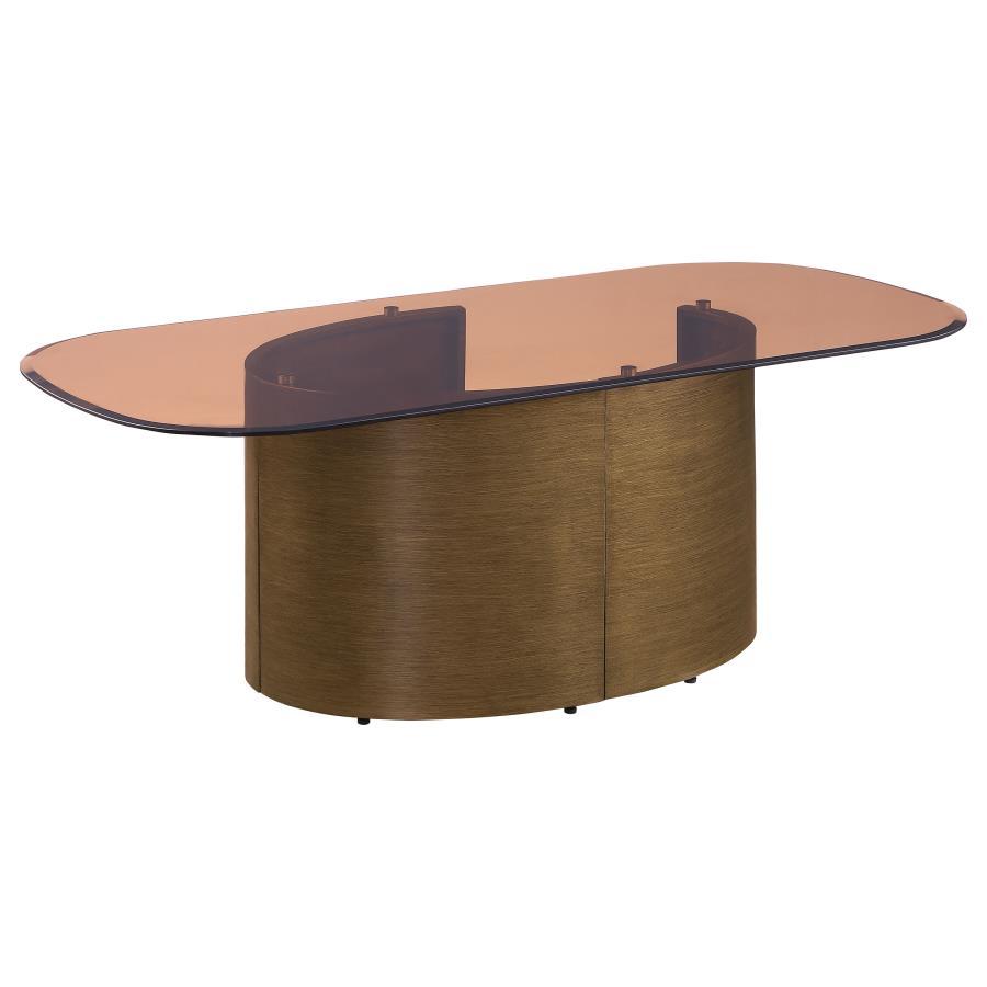 Morena - Rectangular Tawny Glass Coffee Table - Brushed Bronze