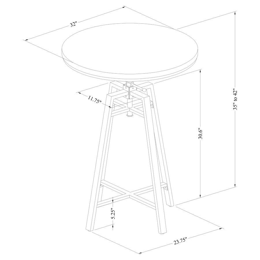 Bartlett - Round Adjustable Bar Table - Brushed Nutmeg