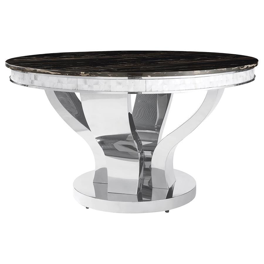 Anchorage - Round Glass Top Dining Table - Chrome by CoasterElevations | Bel Furniture