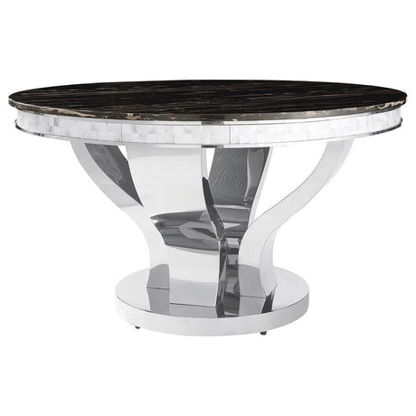 Anchorage - Round Glass Top Dining Table - Chrome by CoasterElevations | Bel Furniture