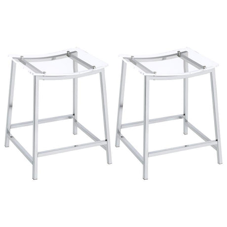 Jovani - Acrylic Backless Bar Stools (Set of 2) Pearl Silver 18"W x 16"D x 24"H by Coaster Fine Furniture | Bel Furniture