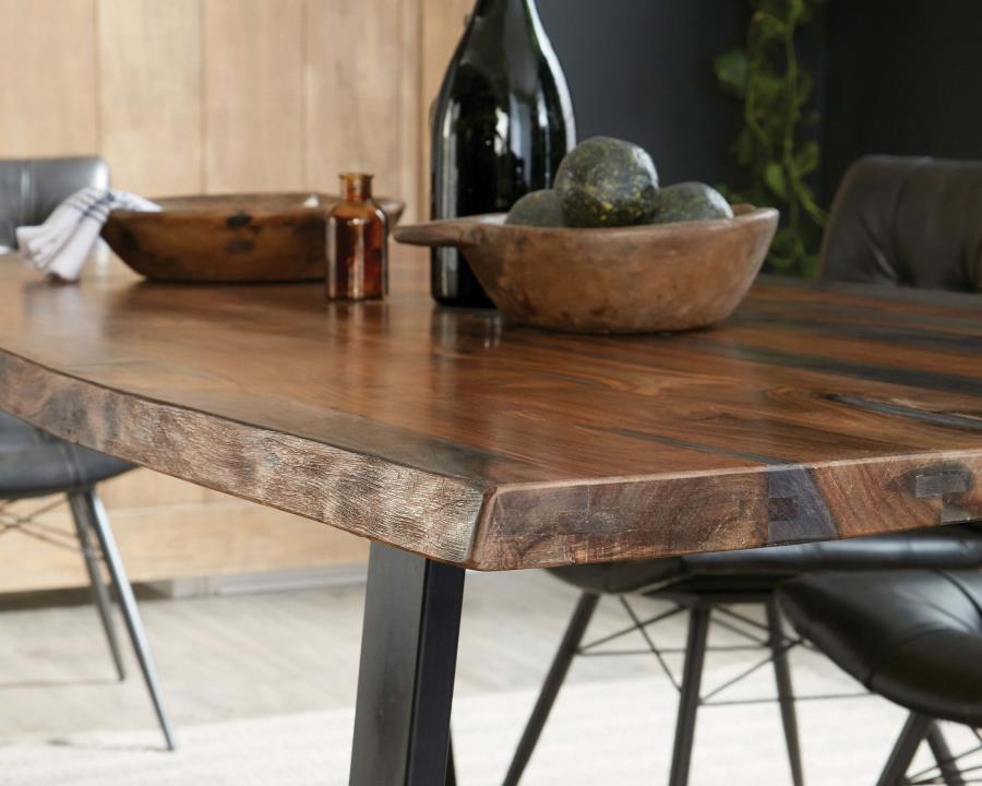 Ditman - Live Edge Dining Table - Gray Sheesham And Black