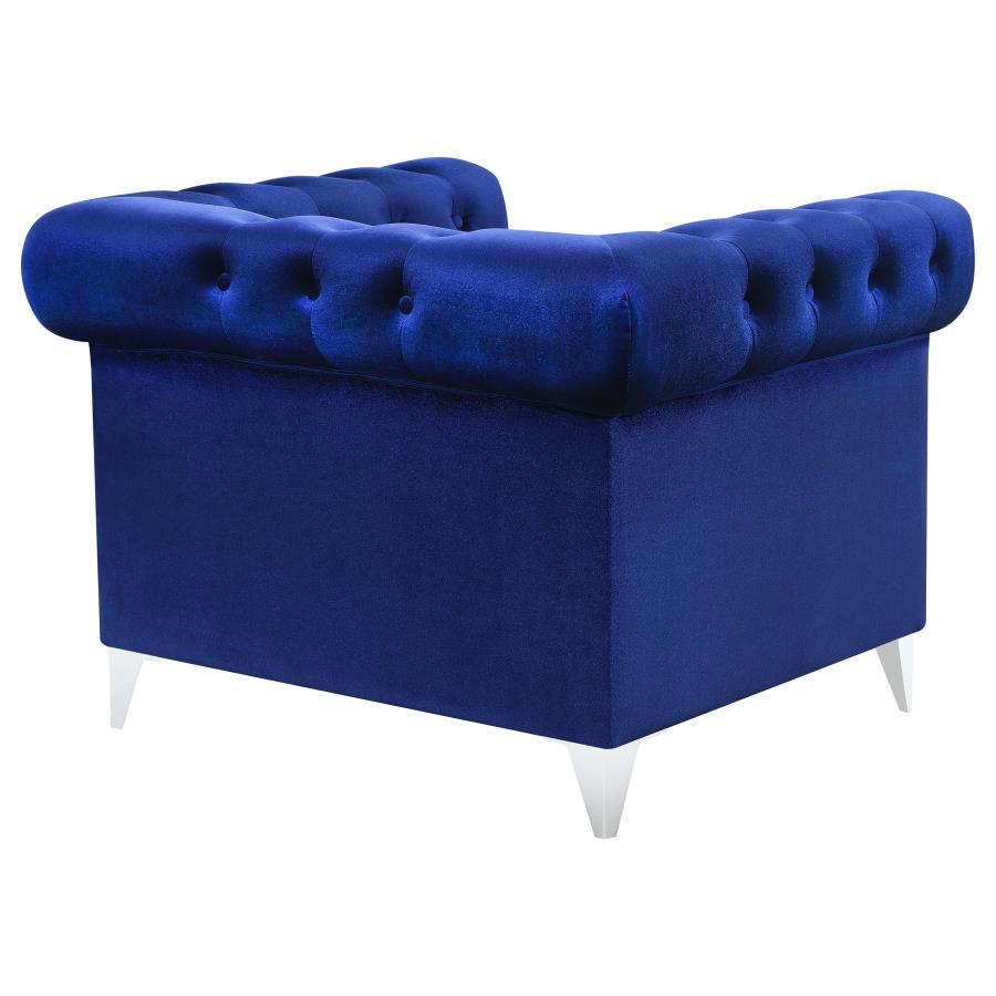 Bleker - Upholstered Tuxedo Arm Tufted Accent Chair - Blue