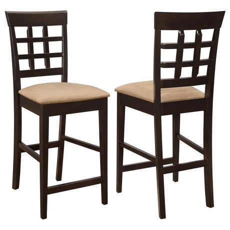 Gabriel - Lattice Back Counter Chair (Set of 2) - Cappuccino by CoasterEveryday | Bel Furniture