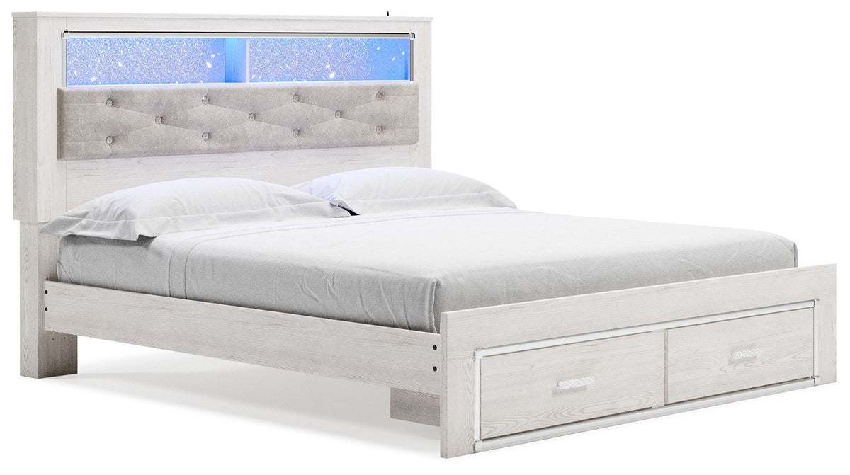 Altyra - White - King Upholstered Bookcase Bed With Storage by Signature Design by Ashley® | Bel Furniture