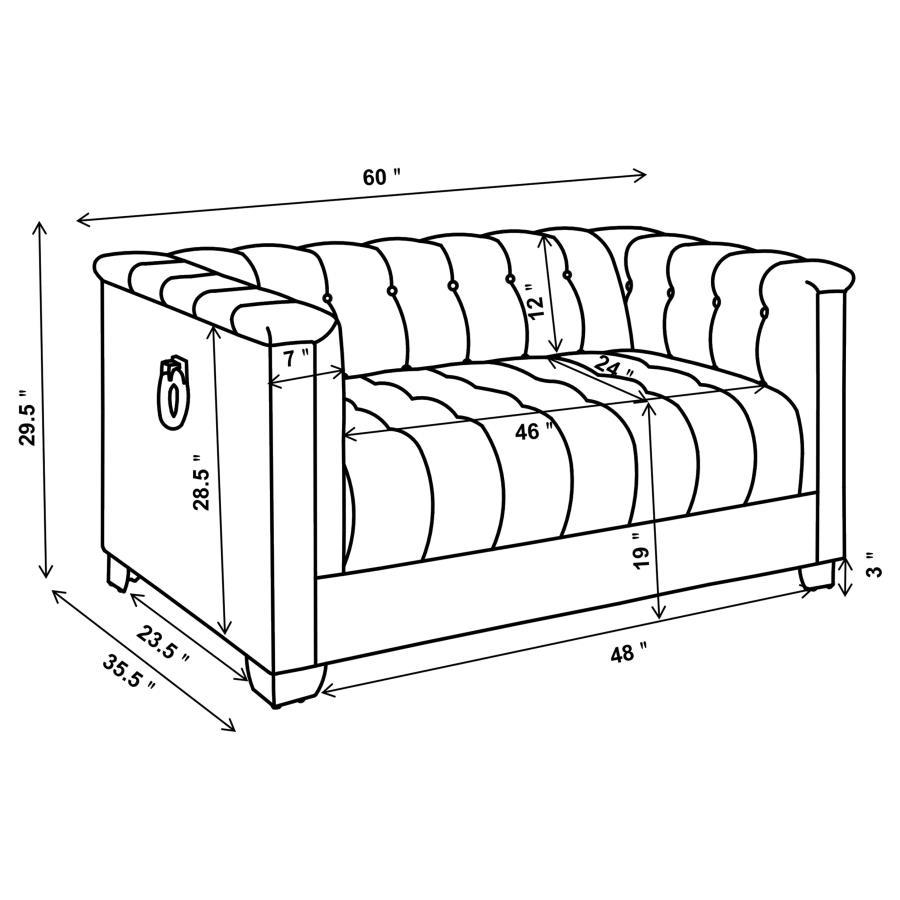 Chaviano - Upholstered Track Arm Loveseat - Pearl White