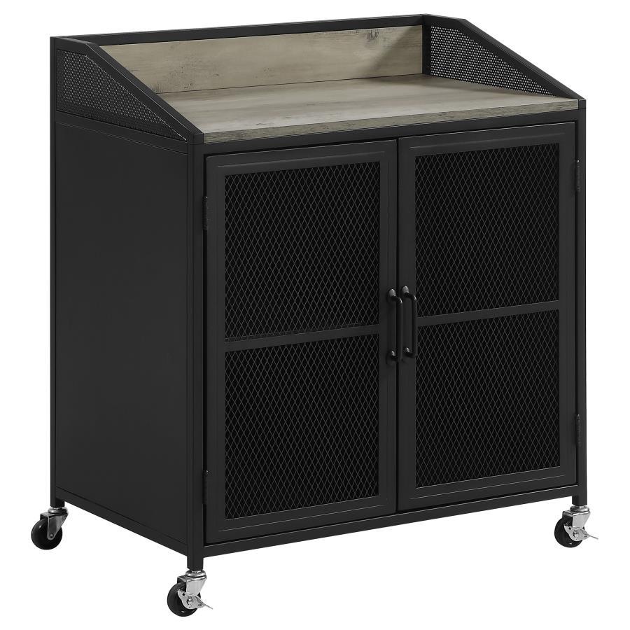 Arlette - 2 Door Mobile Home Bar Wine Cabinet - Sandy Black by CoasterEveryday | Bel Furniture