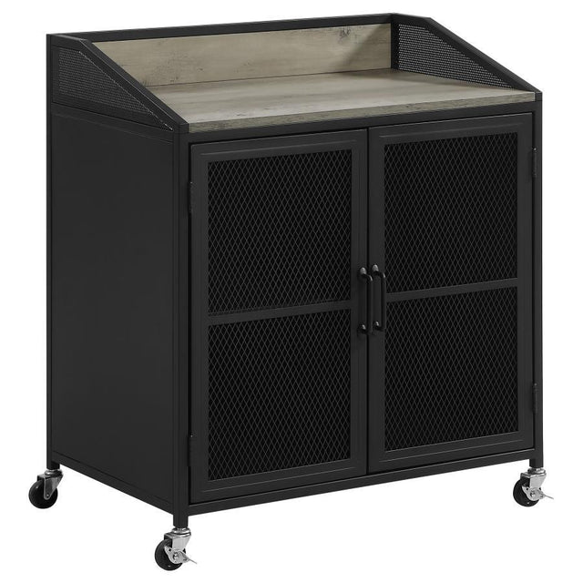 Arlette - 2 Door Mobile Home Bar Wine Cabinet - Sandy Black by CoasterEveryday | Bel Furniture