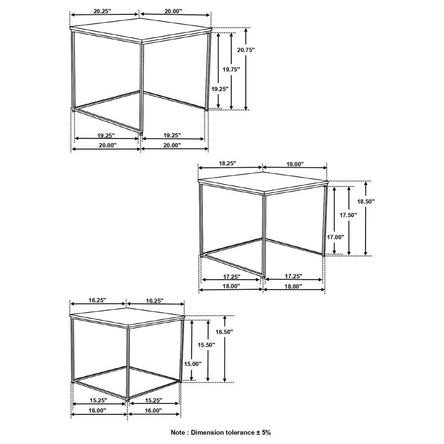 Belcourt - 3 Piece Square Nesting Tables - Natural And Black