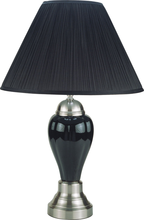 Satin Nickel - Porcelain Lamp - Black